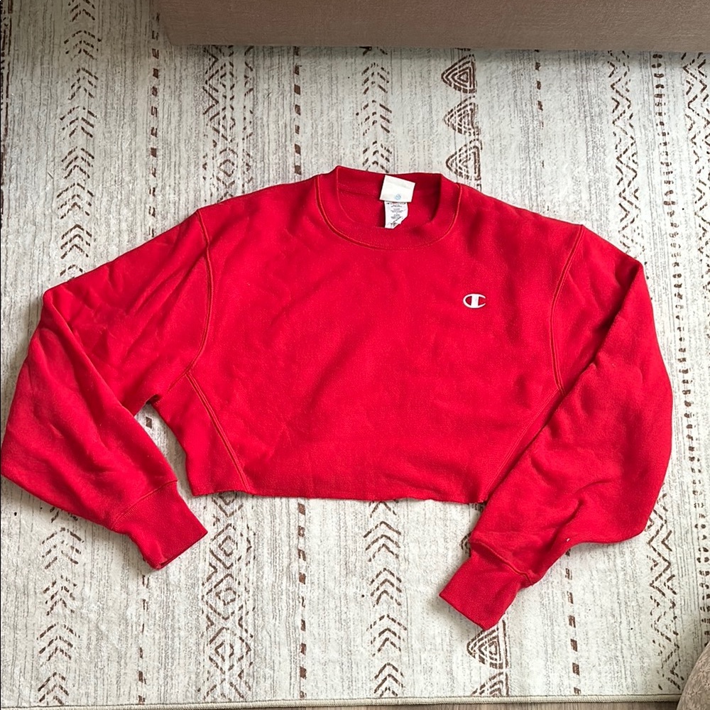 Champion Women's Red Cropped Sweatshirt